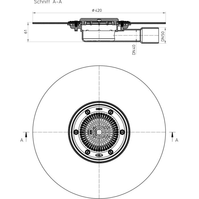 HL90KH Корпус трапа DN40 / 50_схема